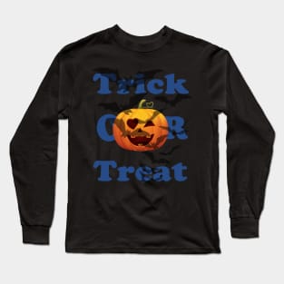 Funny Halloween Gift Trick or treat with scary pumpkin face for men and women Long Sleeve T-Shirt